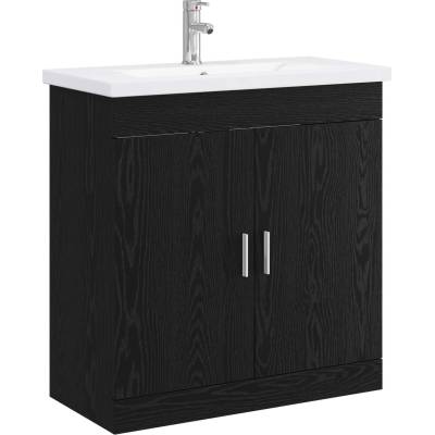 vidaXL Комплект мебели за баня Черен дъб 81 x 40 x 84, 5 см (3404359)