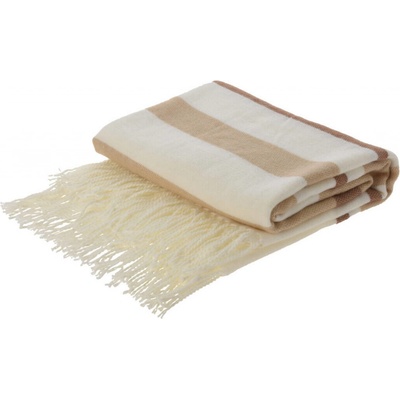 Home Styling Collection Pruhovaná deka s třásněmi akrylátová béžová 130x160