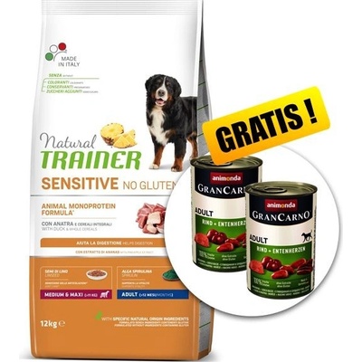 Trainer Natural Sensitive No Gluten Adult Medium / Maxi Duck 12 kg