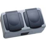 Makel КОНТАКТ ДВОЕН С КАПАК ВЛАГОЗАЩИТЕН ip55 СИВ makel aloe vera (8694407180469)