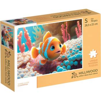 Milliwood Дървен пъзел Milliwood, Yuppie Cutie, 70 части - Риба клоун (S-Clownfish-5018)