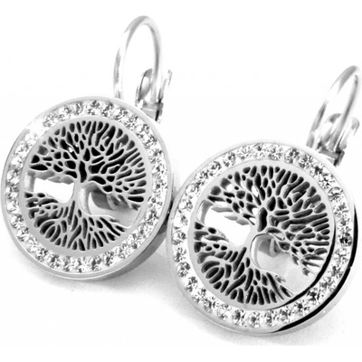 Steel Jewelry náušnice strom života s krystalky z chirurgické oceli NS606020