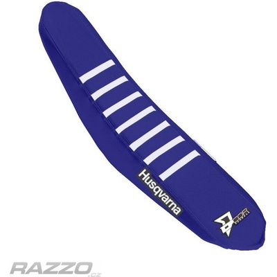 Potah sedla DCore Gripper Factory Seat Cover Husqvarna TC/FC 23-.. TE/FE 24-.. Blue White Ribs