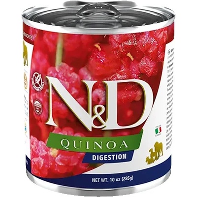 Farmina N& D Quinoa - Пълноценна диетична храна за кучета в зряла възраст, предназначена за компенсиране на лошо храносмилане и екзокринна панкреатична недостатъчност, с агнешко месо, 285 гр