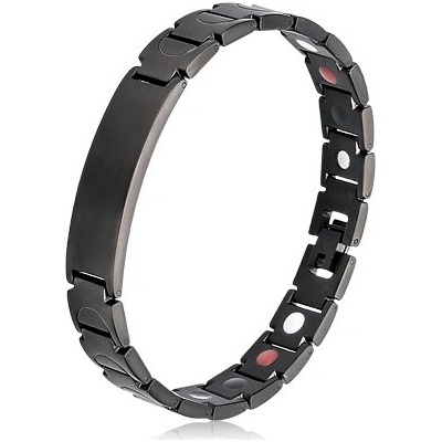 Šperky eshop oceľový náramok čiernej farby matné Y-články platnička magnety Z47.06