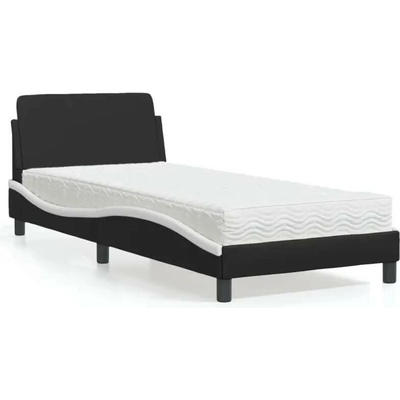 vidaXL 11461.3208342 Postel s matrací Dover černá a bílá umělá kůže