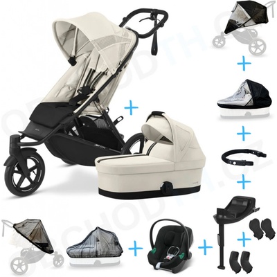 Cybex Set 10v1Avi Spin Seashell Beige 2024+vanička Cot S+autosedačka Cybex+ISOFIX+adaptéry+pláštenky+ochranná sieť+madlo