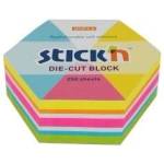 STICK'N Stickn Notebook hex, 61x70mm, mix 5 col. neon+white, 250kart. Stick n 21827