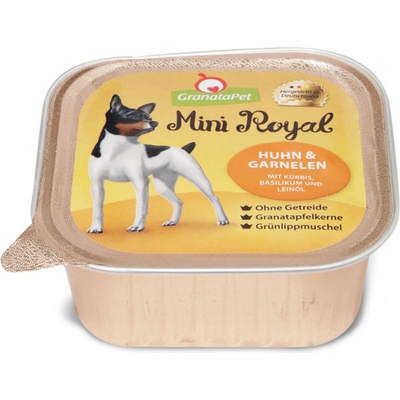 GranataPet Mini Royal Adult Dog kuřecí krevety dýně bazalka a lněný olej 22 x 150 g