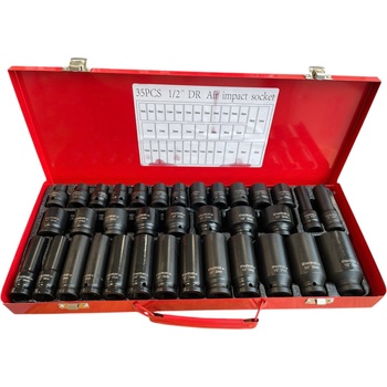 Image 1 of KraftRoyal Комплект ударни вложки kraftroyal, 35 броя, 1/2, 8 - 32 мм - Дълбоки и къси (1777-35)