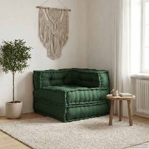 vidaXL Модулен диван, зелен, 70x70x54, плат (4019033)