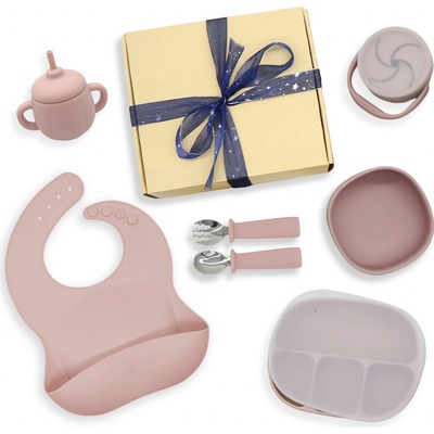 Martons jedálenská sada silikónová s prísavkou Rose pink NEW 7 dielna