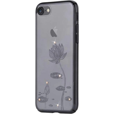 DEVIA Crystal Lotus Case - поликрабонатов кейс за iPhone 8 Plus, iPhone 7 Plus (с кристали Сваровски) (черен)