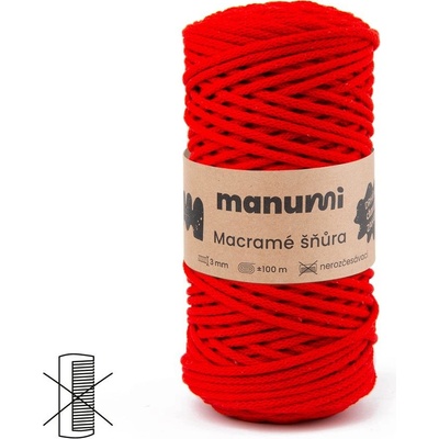 Manumi Macramé šňůra 3mm červená - 1 ks