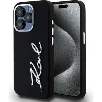 KARL LAGERFELD Кейс Karl Lagerfeld Silicone Metal Script Logo за iPhone 15 Pro, черен (3666339253363)
