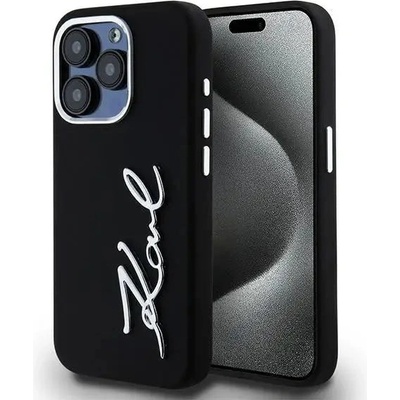 KARL LAGERFELD Кейс Karl Lagerfeld Silicone Metal Script Logo за iPhone 15 Pro, черен (3666339253363)