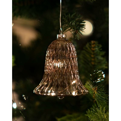 SIRIUS LED sklenený zvonček, hnedý, 9 cm