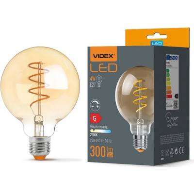 Videx Stmievateľna LED žiarovka 4W Spiral Amber Teplá biela E27