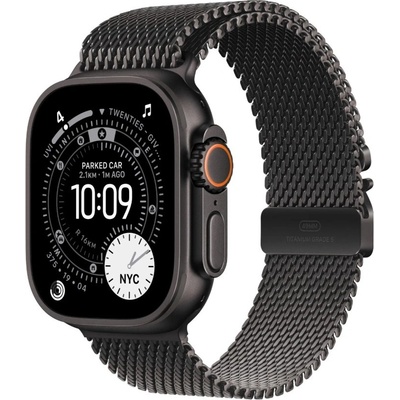 Apple Watch Ultra 3 (2025) 49mm Černý titan s černým titanovým milánským tahem M MF1Q4QC/A