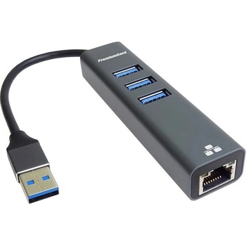 PremiumCord adaptér USB3.2 -> LAN RJ45 ETHERNET 10/100/1000 MBIT + 3x USB3.2 port kuethernet7