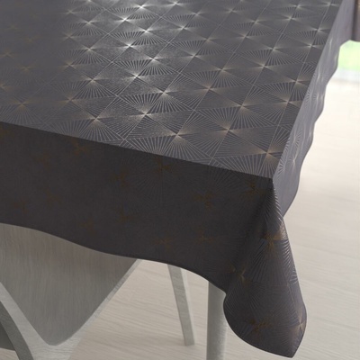 Biante Zamatový obrus Isabela IBL-003 Rose Gold trojuholníky na sivom 50x100cm