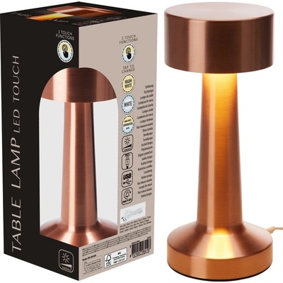 Medená stolná LED lampička 21 cm s akumulátorom a stmievaním