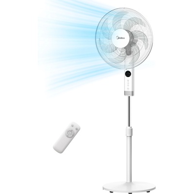 Midea FS40-23MR 3 speed pedestal fan, telescopic height and size, remote control, dual acceleration system, 90 degree swing left and right - MFS400R0APW