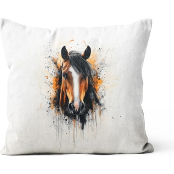 Takoy bavlna premium satén kôň akvarel-HT-00116 45 x 45 cm