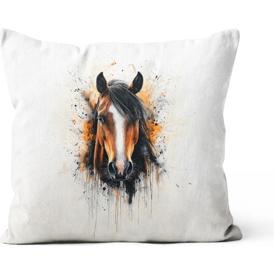 Takoy bavlna premium satén kôň akvarel-HT-00116 45 x 45 cm