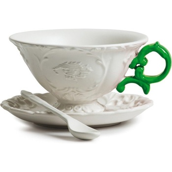 Seletti Чаша за чай I-Tea с чинийка и лъжичка зелена (09858ver)