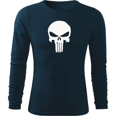 DRAGOWA FIT-T Тениска с дълъг ръкав Punisher, тъмносиня, 160 г/м2 (5610)