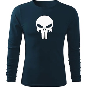 DRAGOWA FIT-T Тениска с дълъг ръкав Punisher, тъмносиня, 160 г/м2 (5610)