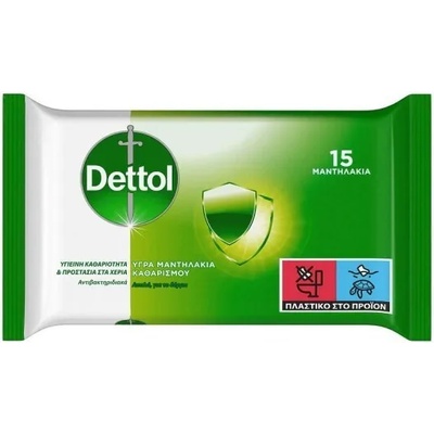 Dettol Антибактериални мокри кърпички, Dettol Liquid Antibacterial Cleansing Wipes 15pcs