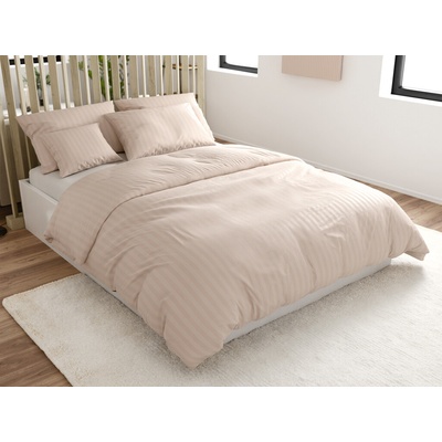 Textilomanie Hotelové Obliečky z mikrovlákna JASMINE šampanské prúžok 2 hotelové vrecko 70x90 140x200