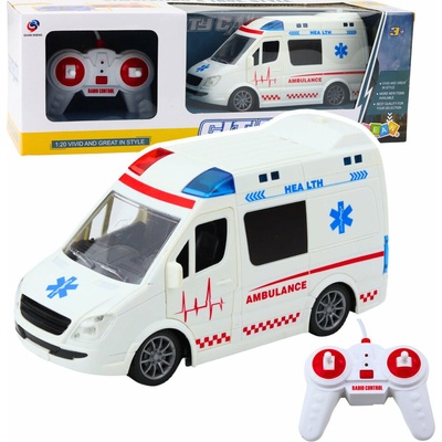 LeanToys Dálkové ovládání Sanitka RC Světla Zvuky Bílá 1:20