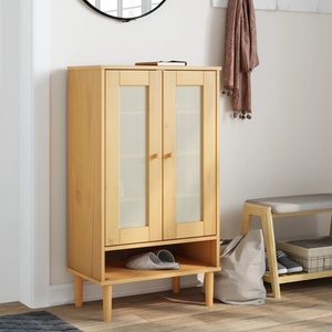 vidaXL Шкаф за обувки "SENJA" кафяв 59, 5x35x107 см масивно дърво (358049)