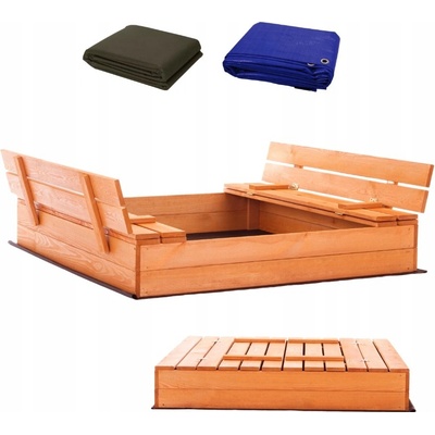 ELIS DESigN Pískoviště dřevěné s krytem/lavičkami předvrtané impregnované premium varianta: impregnované – Sleviste.cz