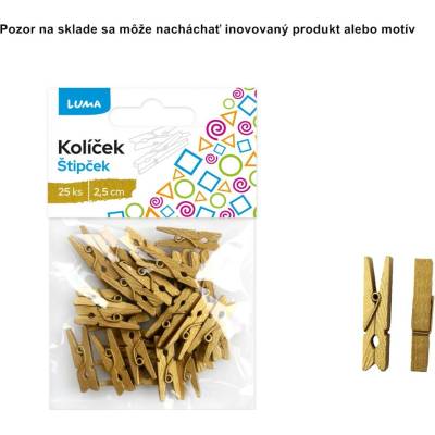 Dekoračný štipec drevený 2,5cm 25ks zlatý