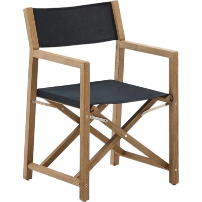 Kave Home Vilara s černým sedákem zahradní skládací židle Dřevěná