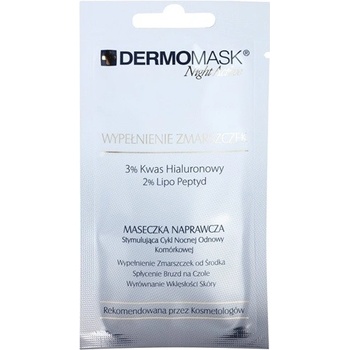 L'biotica DermoMask Night Active vyplňujúca maska proti hlbokým vráskam 3% Hyaluronic Acid 2% Lipo Peptyd 12 ml