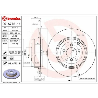 BREMBO brzdový kotúč 09.A772.11, súprava 2 ks