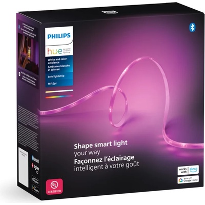 Philips Смарт LED RGBW димируема лента Philips HUE Solo Lightstrip WACA, 10 м, 20W, 1700 lm, IP20, бяла/цветна светлина, 16 мил. цвята (BT, Zigbee, HomeKit, Google, Alexa, SmartThings) (929003817102)