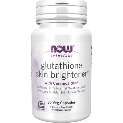 NOW NOW Glutathione Skin Brightener with Ceramosides, 30 Veg Capsules