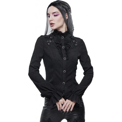 Devil fashion tričko gotický and punk 3D appliqued shoulder gothic Čierna