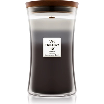 WoodWick Trilogy Warm Woods ароматна свещ с дървен фитил 609.5 гр