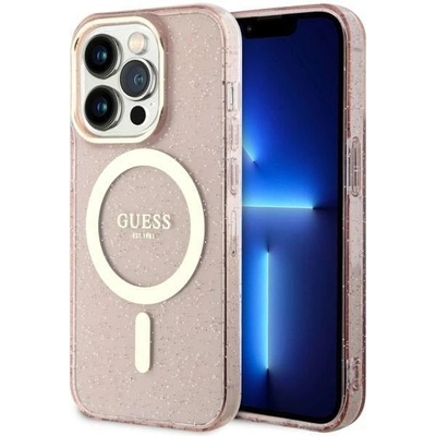 GUESS Кейс Guess GUHMP14XHCMCGP за iPhone 14 Pro Max 6.7"", розов / розов, твърд, Glitter Gold MagSafe (GUE002751-0)