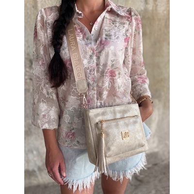 Laura Biaggi dámska crossbody kabelka zlatá na každý deň