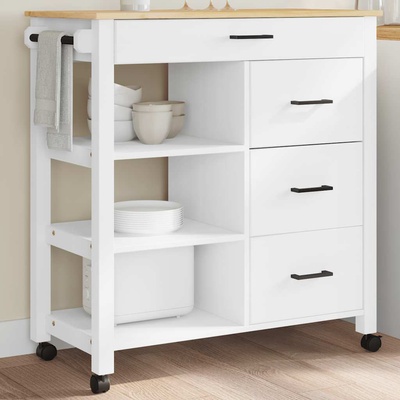 vidaXL Кухненска количка "MONZA" 84x40x88, 5 см борово дърво масив (376114)