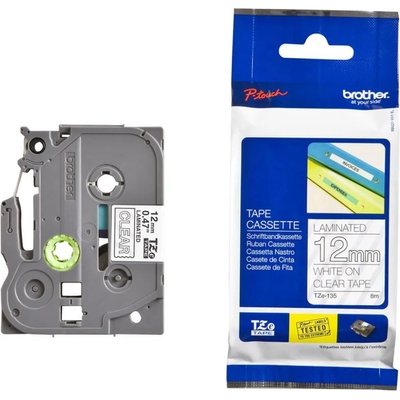 BROTHER ТИП TZ - 12 mm WHITE ON CLEAR TAPE - P№TZE135 (P№TZE135)