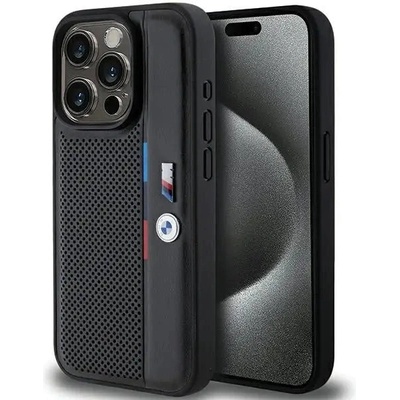 BMW Кейс BMW Perforated Tricolor Line за iPhone 15 Pro, черен (BMW000784-0)